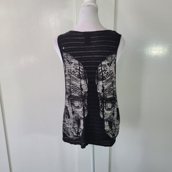 Hot Topic Size EST M Skeleton Skull Open Side Sleeveless Sheer Tank Goth Punk - Picture 3 of 9